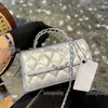 Mini bolsa crossbody feminina com aba de ombro alça prateada emblema retrô tendência noite embreagem diamante treliça bolsa de luxo corrente bolsa nas axilas pochette 15 18 cm