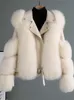 Fashion Faux Fur Kurtka dla kobiet Patchwork Pathwork Pu Skórzowy puszysty żeńska gęstość płaszcza Zimowa luksusowa luźna dama o długości 240125