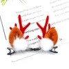 Accessoires pour cheveux 2pcs / Set Kawaii Noël Antler Hairpin Elk Ear Bell Clip Mignon Chapeaux Joyeux Décorations pour la maison Ornements de Noël