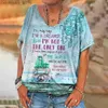 Koszulka damska damska koszulka za vintage druk Drukuj na dzień krótki rękaw