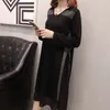 Sıradan elbiseler 2024 Sonbahar Kış Kadınlar Siyah Gevşek Elmas Örme Lady Vestidos Kadın Kazak Cornon Uzun Kollu Kalın Giyim