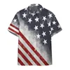 Men's Casual Shirts Shirt Hawaiian American Flag Print Fashion Lapel Top Large Size Short Sleeve 2024 Style