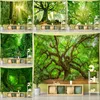 Tapestries Towering Tree Forest Tapestry Wall Hanging Natural Scenery Psychedelic Witchcraft Bohemian Style Background Cloth Home Decor