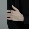 Anéis na moda anel de sier esterlina para homens jóias preto retângulo retro dragão padrão anel masculino infex dedo acessórios abertos