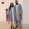 Etniska kläder afrikanska par matematik kläder bazin riche jacquard män lång topp och byxa set kaftan dashiki kvinnor lös maxi klänningar