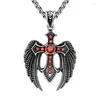 Pendant Necklaces MIQIAO Stainless Steel Titanium Red Zircon Gothic Eagle Vintage Collar Chains Necklace For Men Women Jewelry Gif232L