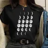 Kvinnors t-shirt Moon Space Women Casual Print T-shirt Girl 2023 Summer O Neck Harajuku Y2K roliga söta toppar Tee Kvinnliga kläder 240130