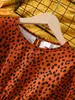 Girl's Dresses Girls Spring and Autumn Round Neck Leopard Pattern Long Sleeve Waist Wrap Dress Suitable for 8-13Y Children