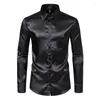 Men's Casual Shirts 2024 Spring And Autumn Long Sleeve Inch Shirt Bright Face Nightclub Style Party Top