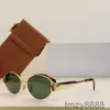 2023ss Arc De Triomphe Gafas de sol con montura ovalada Cl40235 Espejo de alambre dorado para mujer Lente verde Pata de metal Triplete Firma en la sien 61YV