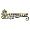 Niebieska szkliwa Manukkah Menorah Candelabra 9 Oddział świecy ornament 240125