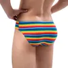 Sous-vêtements 4pcs hommes slips sous-vêtements rayés culottes gays jockstrap hommes doux intérieurs sexy homme bref bikini