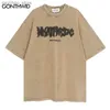 Homens camisetas Oversized Camisetas Streetwear Hip Hop Carta Impressão Punk Rock Gótico Algodão Camiseta 2023 Homens Harajuku Verão Casual T-shirt Top Q240130