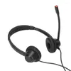 Headset RJ9 Telefonbrus som avbryter Binaural Corded mobiltelefonhörlurar med MIC för VoIP -fasttelefon