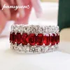 Pansysen 100% 925 Sterling Silver Simulated Moissanite Ruby Emerald Gemstone Ring Women Anniversary Party Fine Jewely Whole261C