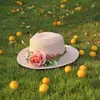 Wide Brim Hats Sunscreen Women's Flat Hat Flower Beach Barrel Cap Sun Spring Summer Outdoor Breathable Sunshade Straw Wholesale