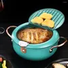 Pfannen Japan Fritteuse Mit Thermometer Und Deckel 304 Edelstahl Küche Tempura Pfanne Ohne Öl Braten FryerCocina