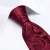 DiBangu Gravata Masculina Vinho Tinto Paisley Design Seda Casamento Para Hanky Cufflink Set Fashion Bussiness Party Drop 240122