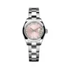 Klassieke 28 mm roze dameshorloges Automatisch mechanisch roestvrijstalen riem Fashion dames kijken Romeinse cijfer klokcadeau221A