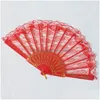 Party Favor Folding Hand Fan Single Side Lace 11 Colors Summer Chinese/Spanish Style Dance Fans Drop Delivery Home Garden Festive Su DH8VQ