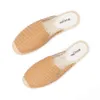 Espadrilles Shoes 2024本物の革の夏の夏のラバーユニコルニオMulesPantufa女性のシンプルなラバ通気性フラット