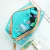 Kosmetiska väskor Vattentät PVC transparent dragkedja toalettartiklar med handtag bärbar tydlig sminkpuchpåse handväskor