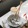 Spoons Japanese Style Wooden Soup Spoon Long Handle Pot Kitchen Strainer Scoop Cooking Colander Ladle Tableware