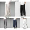 Męskie spodnie Solidny kolor prosto dla mężczyzn swobodny worki spodni z elastycznym pasem (czarny/szary/moreli/biały/granat)