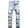 Designer Jeans Heren amirri Denim Broek Mode Gaten Broek Hip Hop Verontruste Rits Broek Hoge Kwaliteit Borduren Gescheurd Patch Hole Denim Rechte Broek