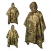 Raincoats Outdoor Hooded Breathable Rainwear Camo Poncho Army Tactical Raincoat Camping Hiking Hunting Birdwatching Suit Travel Rain Gears