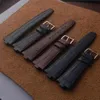 Uhrenarmbänder Langlebiges schwarzes, blaues, braunes Echtlederarmband 25 mm konvexer Mund 9 mm Kalbslederarmband für VC Overseas 7700 V 110 A-B12238 V
