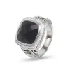 Anneaux de bande femmes et hommes dames classiques 14mm anneaux en Onyx noir Zircon accessoires de bijoux de mode Rings244t
