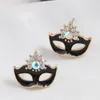 Stud Earrings Kymyad Korean Style Crystal For Women Gold Color Enamel Mask Women's Earring Statement Luxury Gift Jewelry