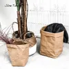 Yıkanabilir kraft kağıt torba moda bitki çiçekleri tencere çok işlevli ev depolama çantası hediye paketi yüksek kaliteli depolama çantaları1302f