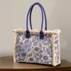 Bolsas de ombro Boemian sacola para mulheres 2023 novo em designer de luxo andbans e bolsas impressão de lona flores borla grande sacos de soulderqwertyui45