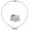 Saturn Necklaces Pearl Beaded Diamond Tennis Necklace Woman Silver Chains Vintage Trendy Style Desigenr With box239V