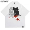 T-shirts hommes Hip Hop Hommes T-shirt Streetwear Y2K Black Cats Star Graphique Imprimer Tshirt 2023 Harajuku Mode Punk Gothique Coton Lâche Tee Tops Q240130