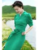Ethnic Clothing Tibetan Female Improved Green Dress Summer Style Daily Guozhuang Dance