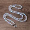 Strand YUOKIAA 8mm elegante y Natural piedra de luz de luna con cuentas colgante de loto pulsera meditación Yoga bendición joyería de mujer regalo