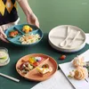 Piatti Diet Ecologici Paglia Di Grano In 3 Piatti Divisi Insalata Di Frutta Vassoio Per Alimenti Scomparto Per La Cena Stoviglie Da Cucina