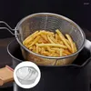 Ferramentas de cozimento cesta de batatas fritas cestas de aço inoxidável com alça fritadeira coador branqueamento skimmer para kitche