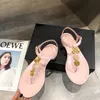 luxury designer women shoes thong famous sandal Lambskin thong leather Strass Metal buckle Imitation Pearls diamond classic summer outside lady sandale