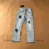 Chromees Hearts Herrenhose Herren Lila Markenjeans Designer Make Old Washed Gerade Hosen Drucke Damen Herren Langer Stil Modetrend Chromees Hearts Jeans 9359