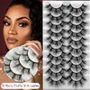 False Eyelashes Natural Look Eyelash 10 Pairs Of Dramatic With 3D Thick And Curled Design For Fuller Fluffy