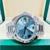 2023ダイバースポーツリストウォッチ社長40mmデイデート228206 Platinum Ice Blue Roman Dial Brand New Men's Automatic Watch208V