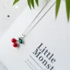 Naszyjniki inzatt modne prawdziwe 925 srebrny srebrny naszyjnik Zielony kryształowy czerwony wiśniowy łańcuch metalowy dla kobiet Prezent