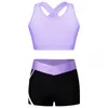 Clothing Sets Kids Girls Dance Gymnastics Sports Outfits Sleeveless Crop Top With Shorts Tracksuit Set 2 PCS Yoga Workout Summer Girl