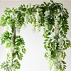 180 cm Wisteria fleurs artificielles en plastique soie lierre vigne guirlande hortensia chaîne arc de mariage bricolage artisanat tenture murale décoration207w