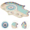 Piatti Piatto per gioielli Vassoio Piatto per occhi Anello Hamsa malvagio Gingillo Supporto per mano Piatto da portata Organizzatore extra grande Collana in ceramica blu