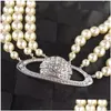 Colliers de perles Mtilayer Collier de perles Fl Diamond E Pendentif Sier Designer Bijoux Femmes Mode Anniversaire Cadeaux Drop Livraison Pen Otw0T